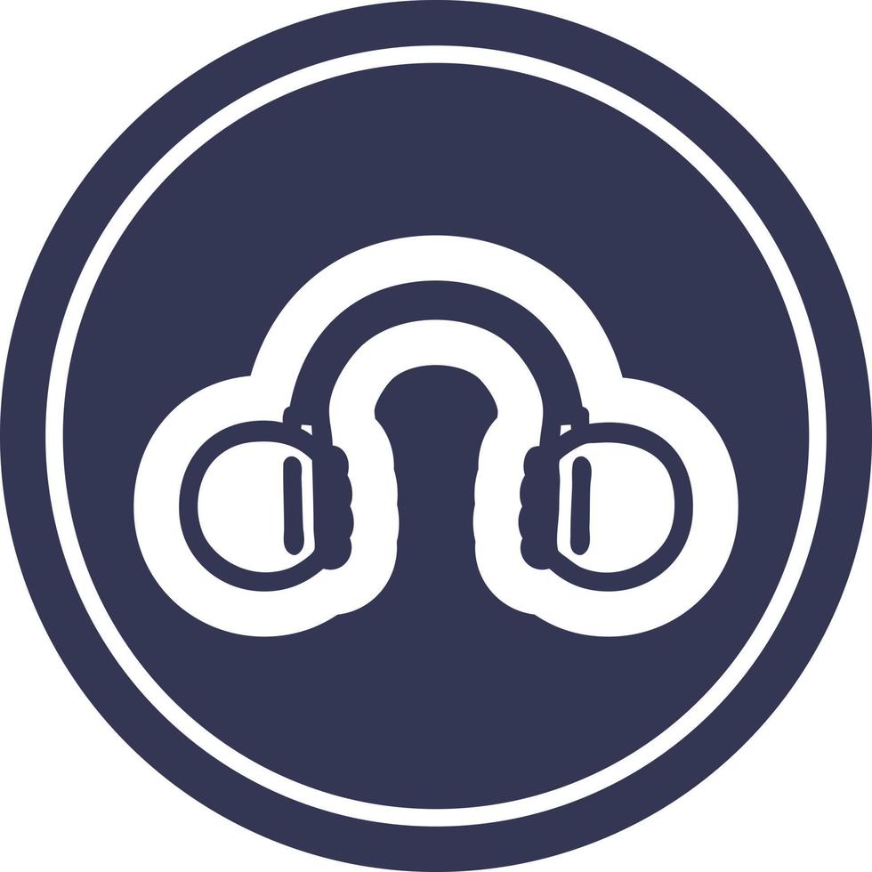 music headphones circular icon vector