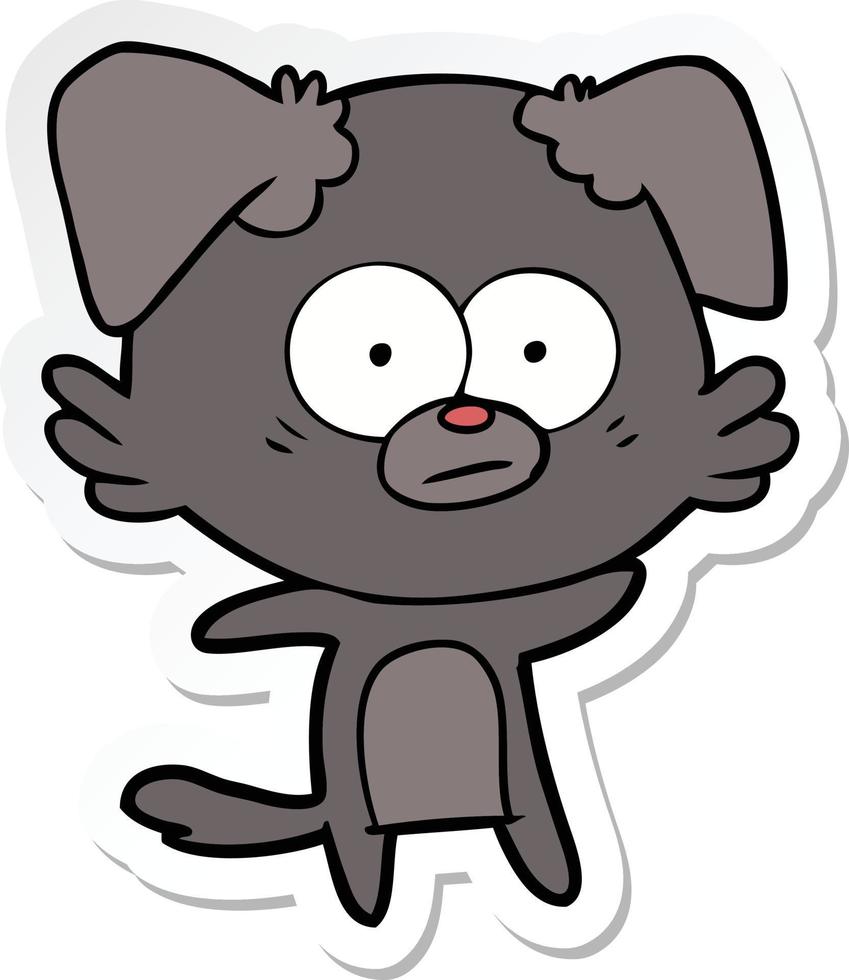 sticker of a nervous dog cartoon vector