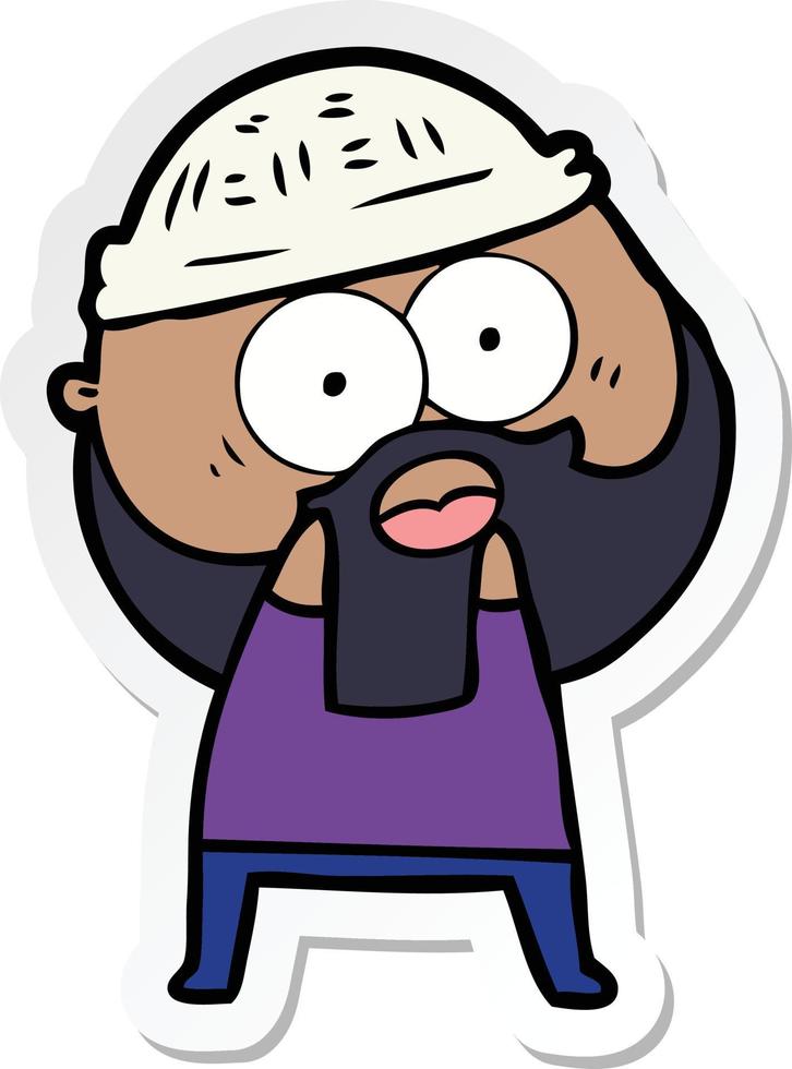 sticker of a cartoon bearded man vector