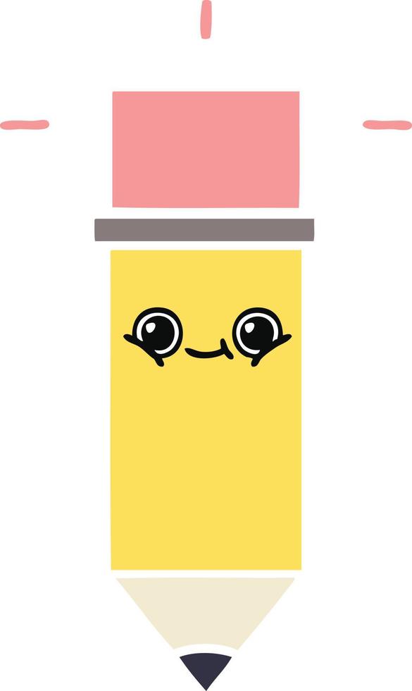 flat color retro cartoon pencil vector