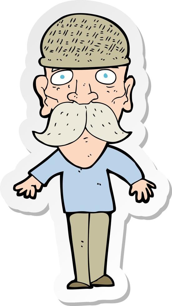 sticker of a cartoon man wearing winter hat vector