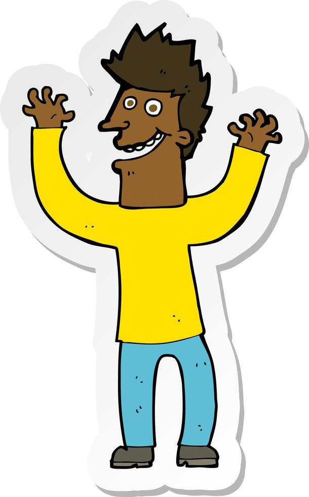 sticker of a cartoon excited man vector