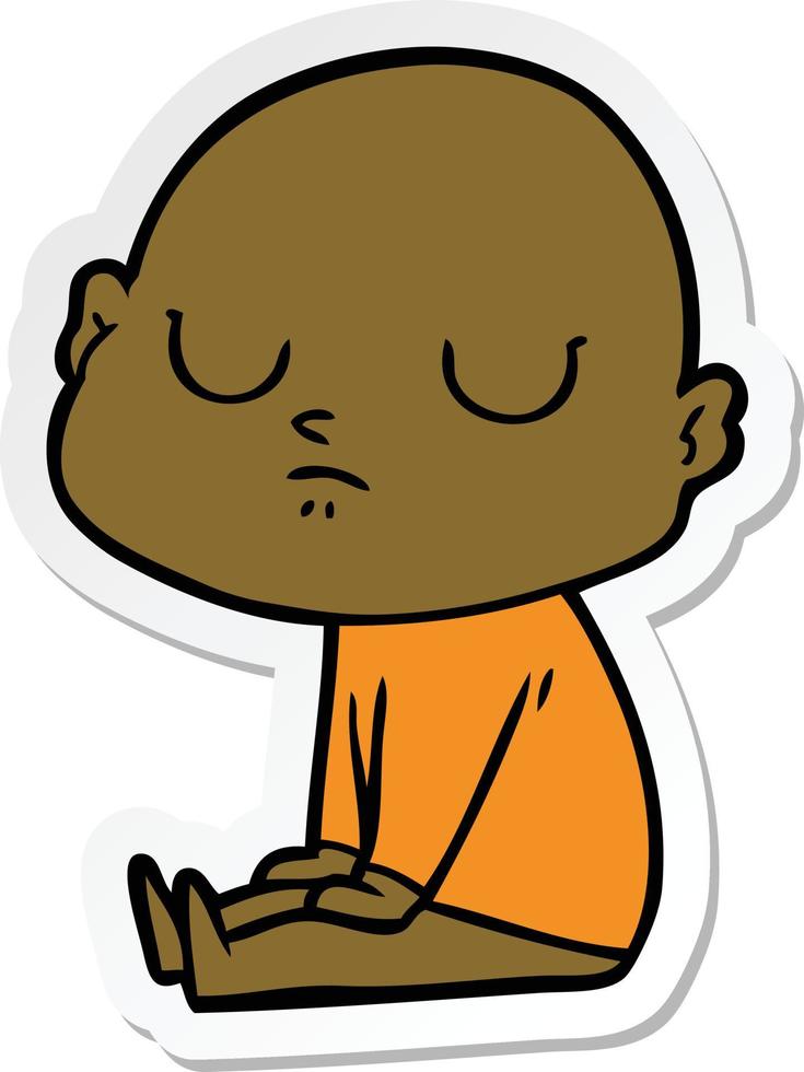 sticker of a cartoon bald man vector
