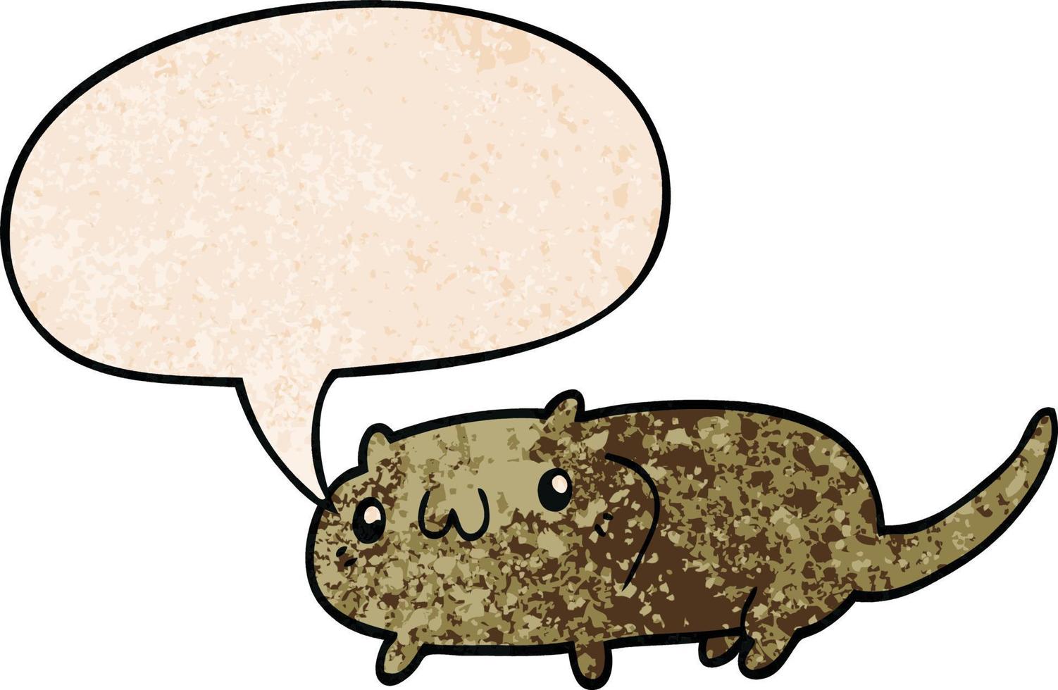 cartoon cat and speech bubble in retro texture style vector