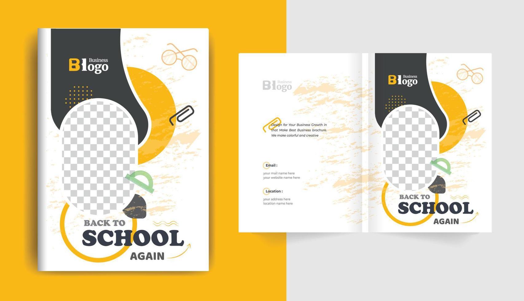 Colorful modern back to school education admission brochure cover layout design for corporate business and corporate use theme vector