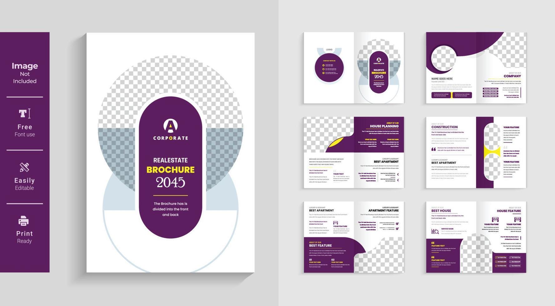 Real estate pages brochure colorful and modern design template vector