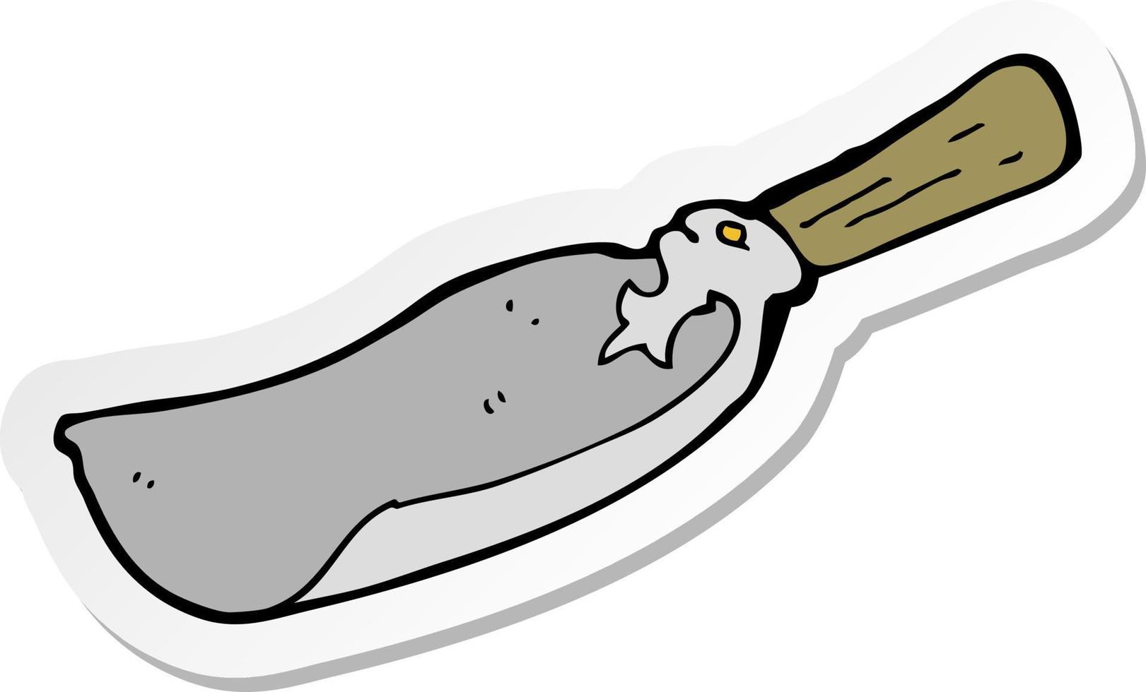 sticker of a cartoon old shovel vector