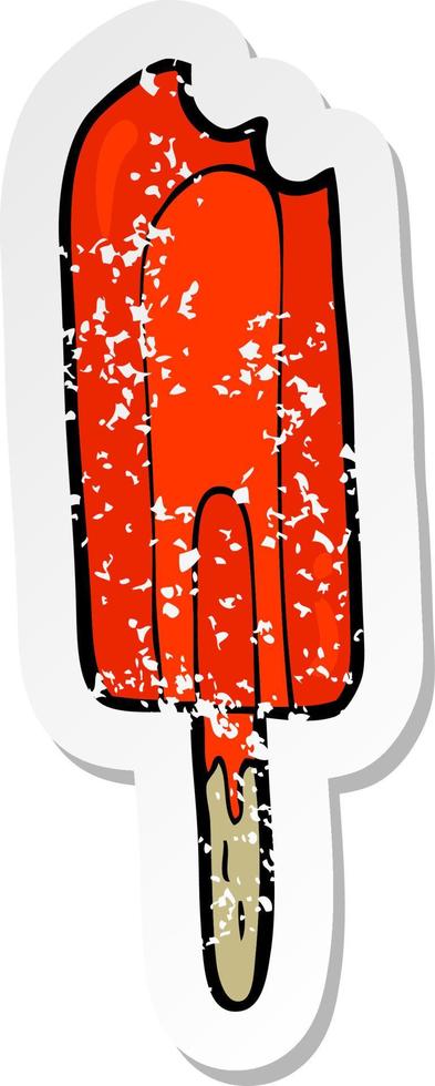 retro distressed sticker of a cartoon ice lolly vector