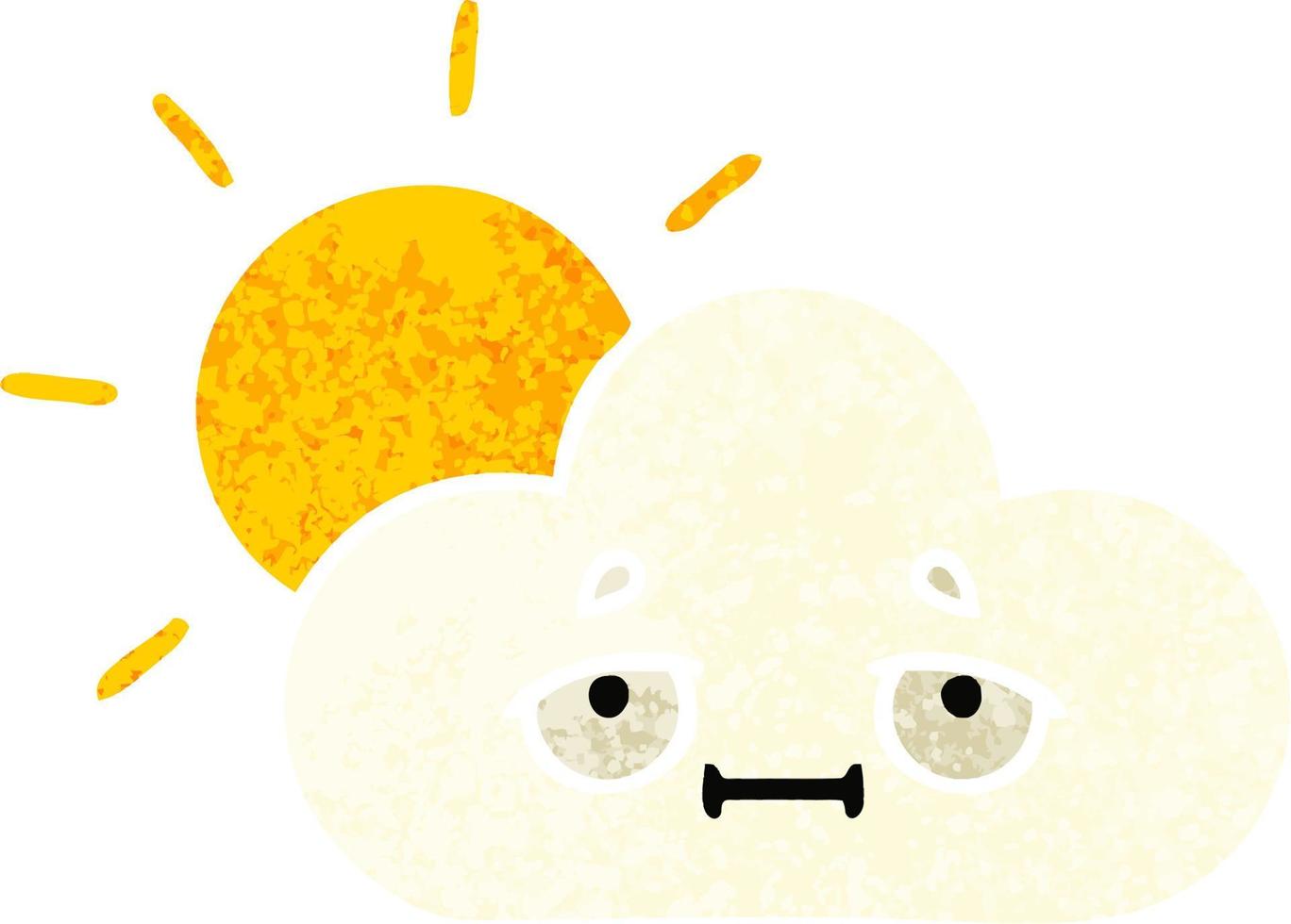 retro illustration style cartoon sunshine and cloud vector