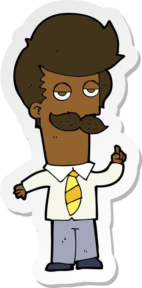 sticker of a cartoon mna with mustache explaining vector