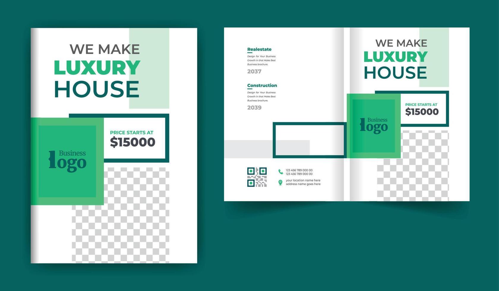 Real estate or construction business brochure cover design theme template. abstract colorful creative and modern bi fold multi-pages layout vector