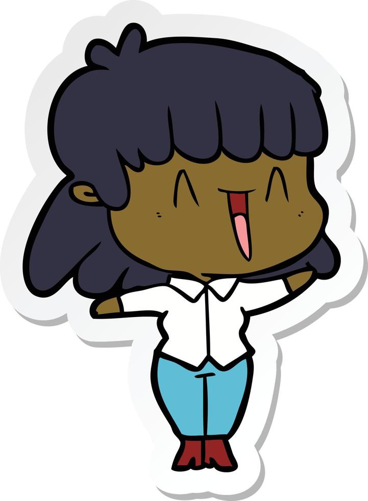 sticker of a cartoon woman vector
