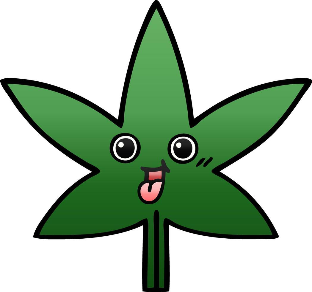 gradient shaded cartoon marijuana leaf vector