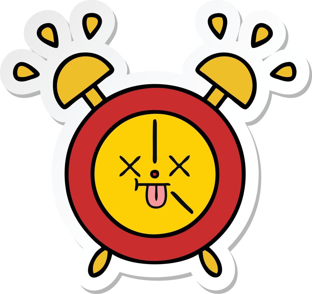 sticker of a cute cartoon alarm clock vector