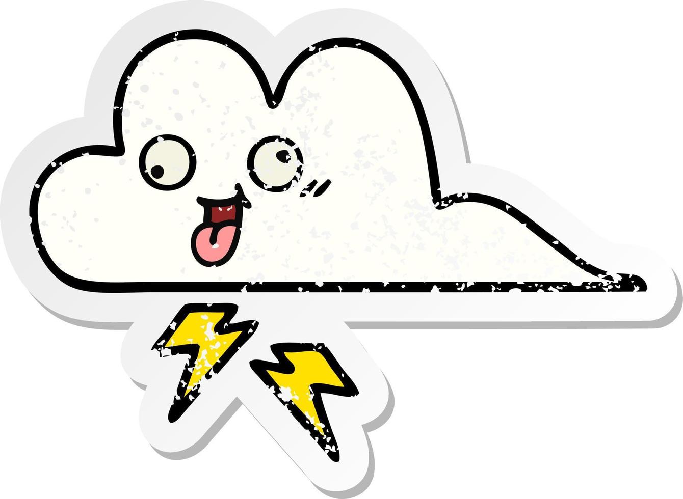 distressed sticker of a cute cartoon storm cloud vector