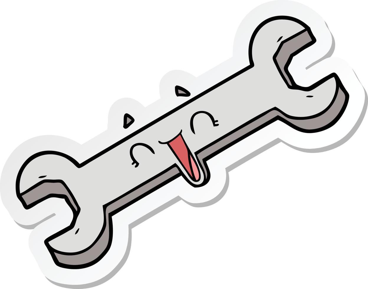 sticker of a cartoon laughing spanner vector