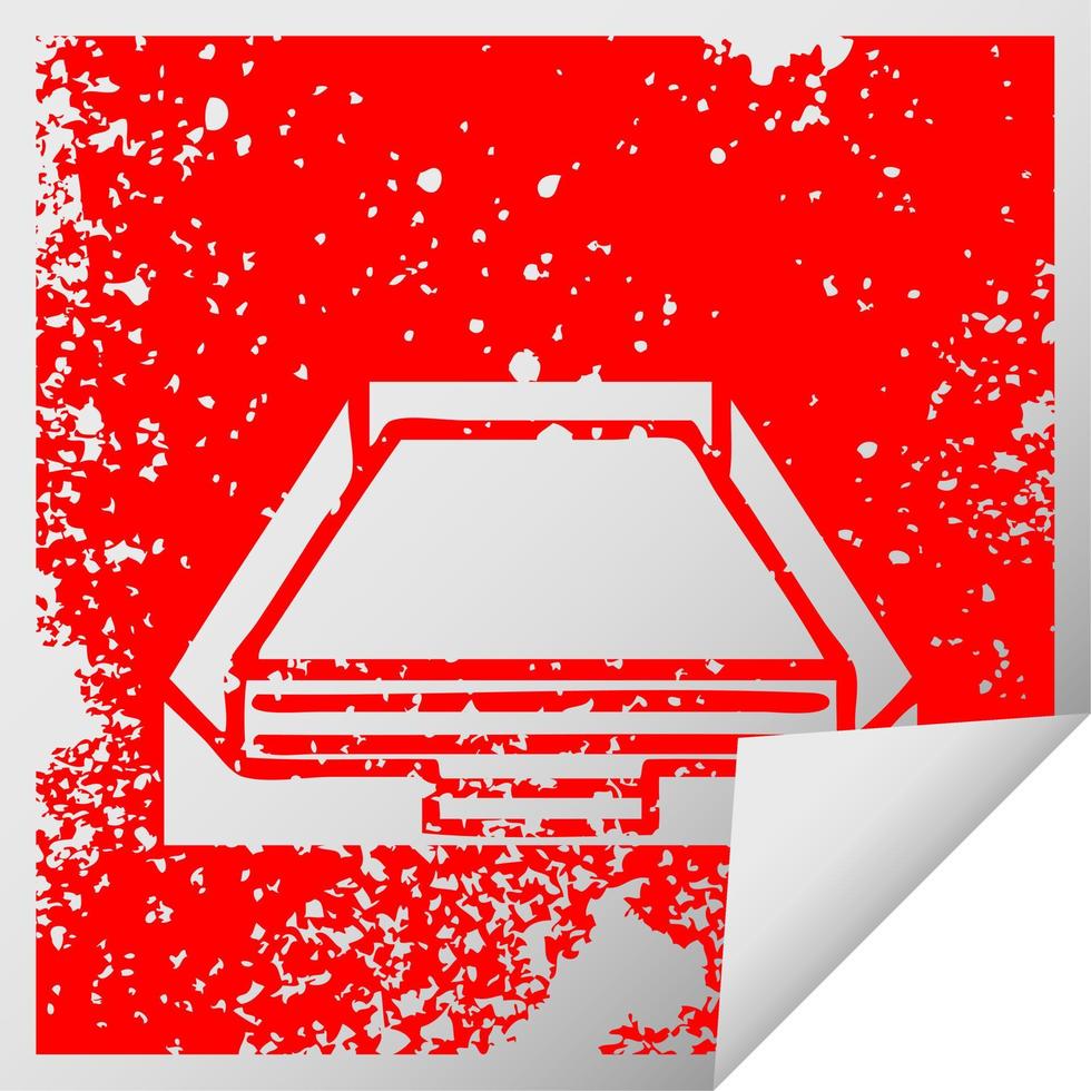distressed square peeling sticker symbol in box vector