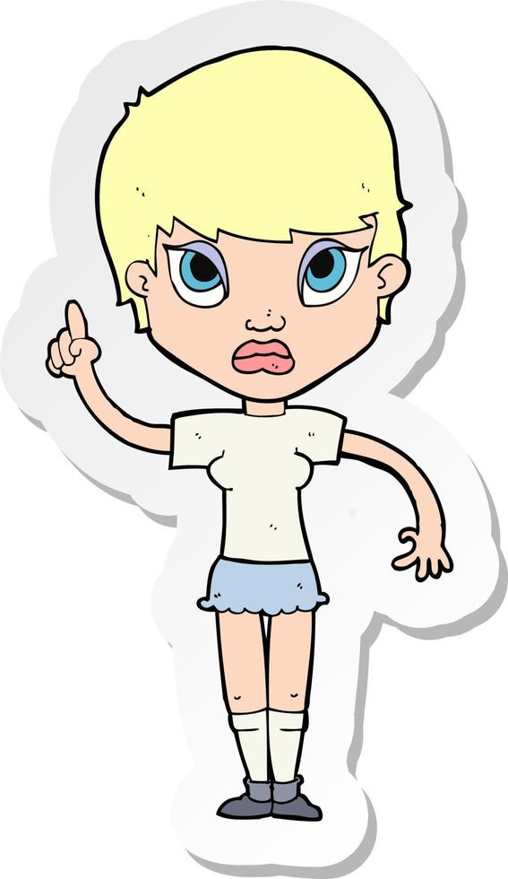 sticker of a cartoon girl with idea vector