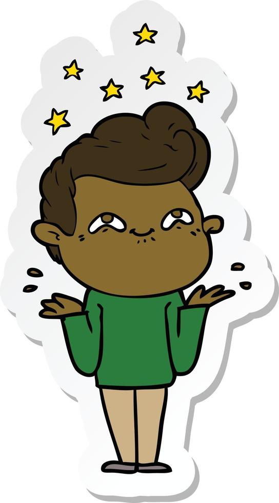 sticker of a excited man cartoon vector
