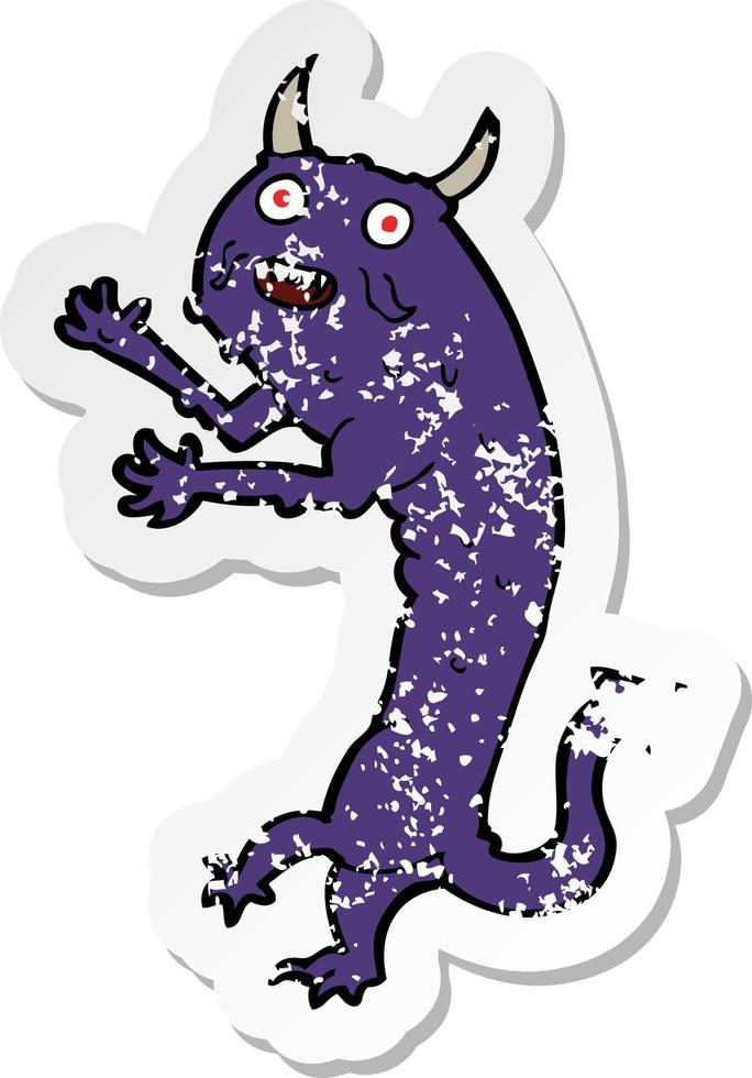retro distressed sticker of a cartoon devil vector