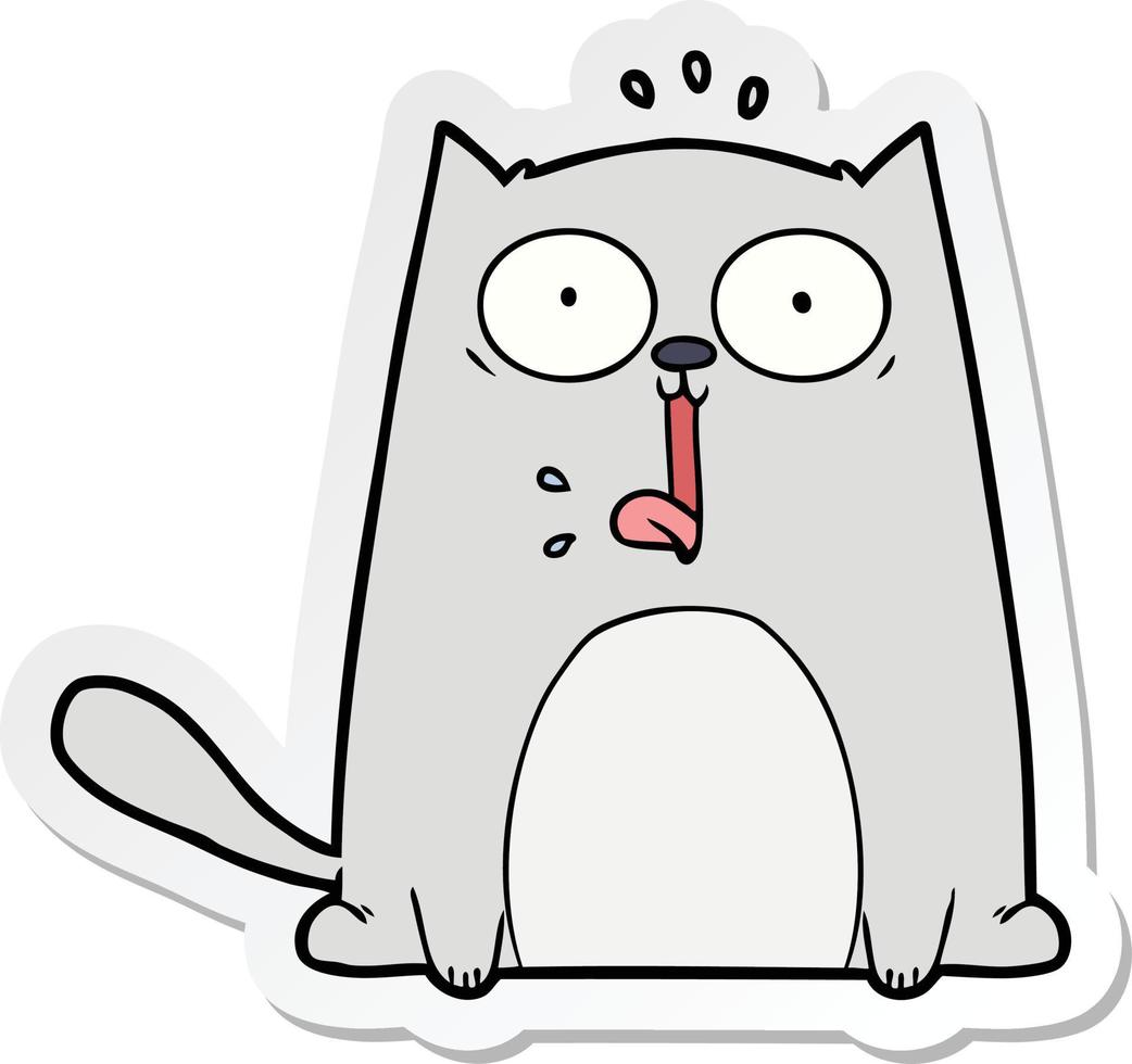 sticker of a funny cartoon cat vector