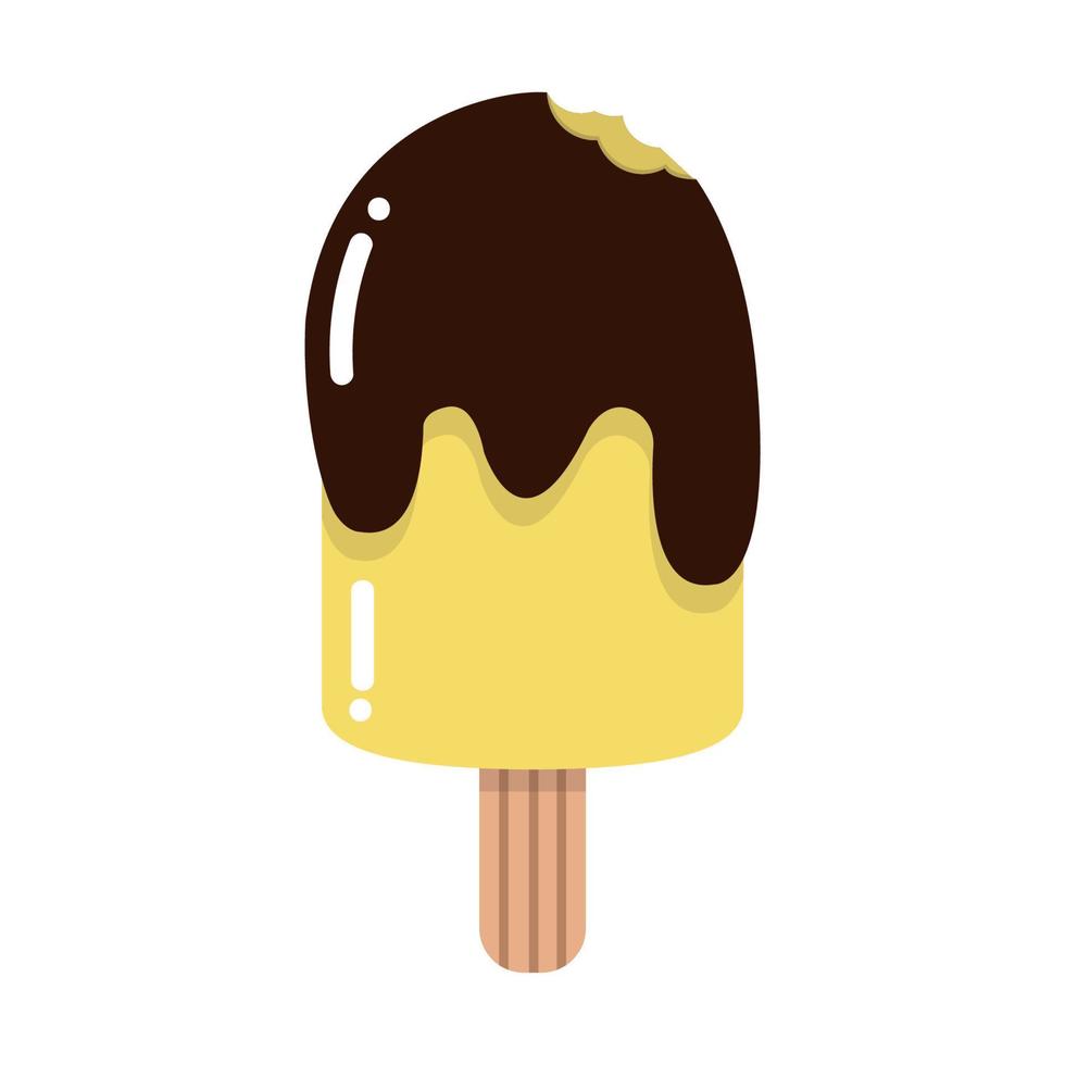 vector de helado de palo amarillo mordido