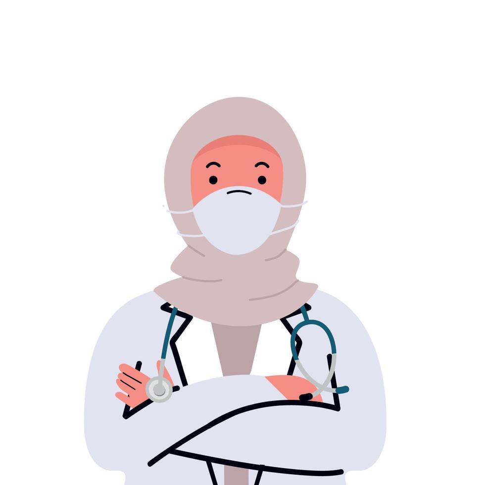 doctora árabe con estetoscopio médico vector