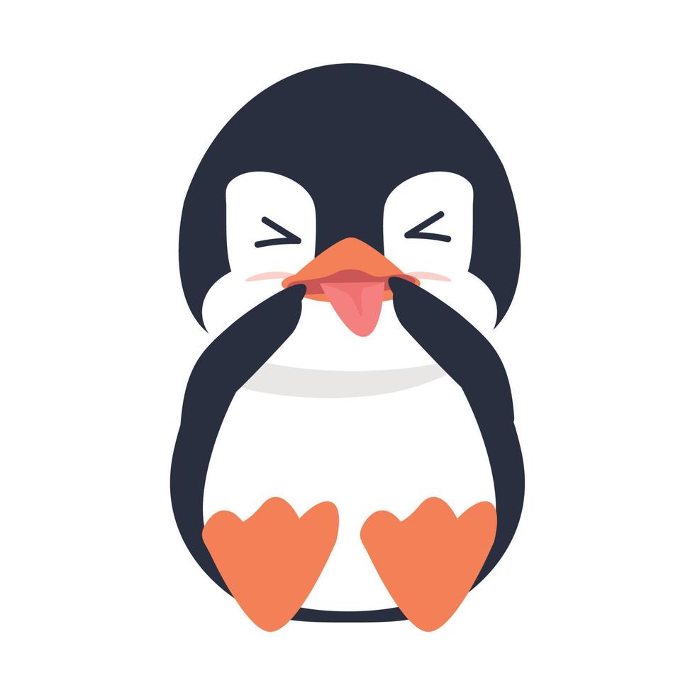 lindo, divertido, pingüino, caricatura, vector