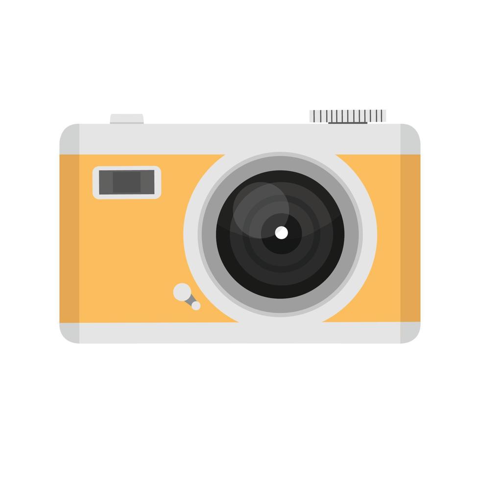Flat camera yellow vector icon