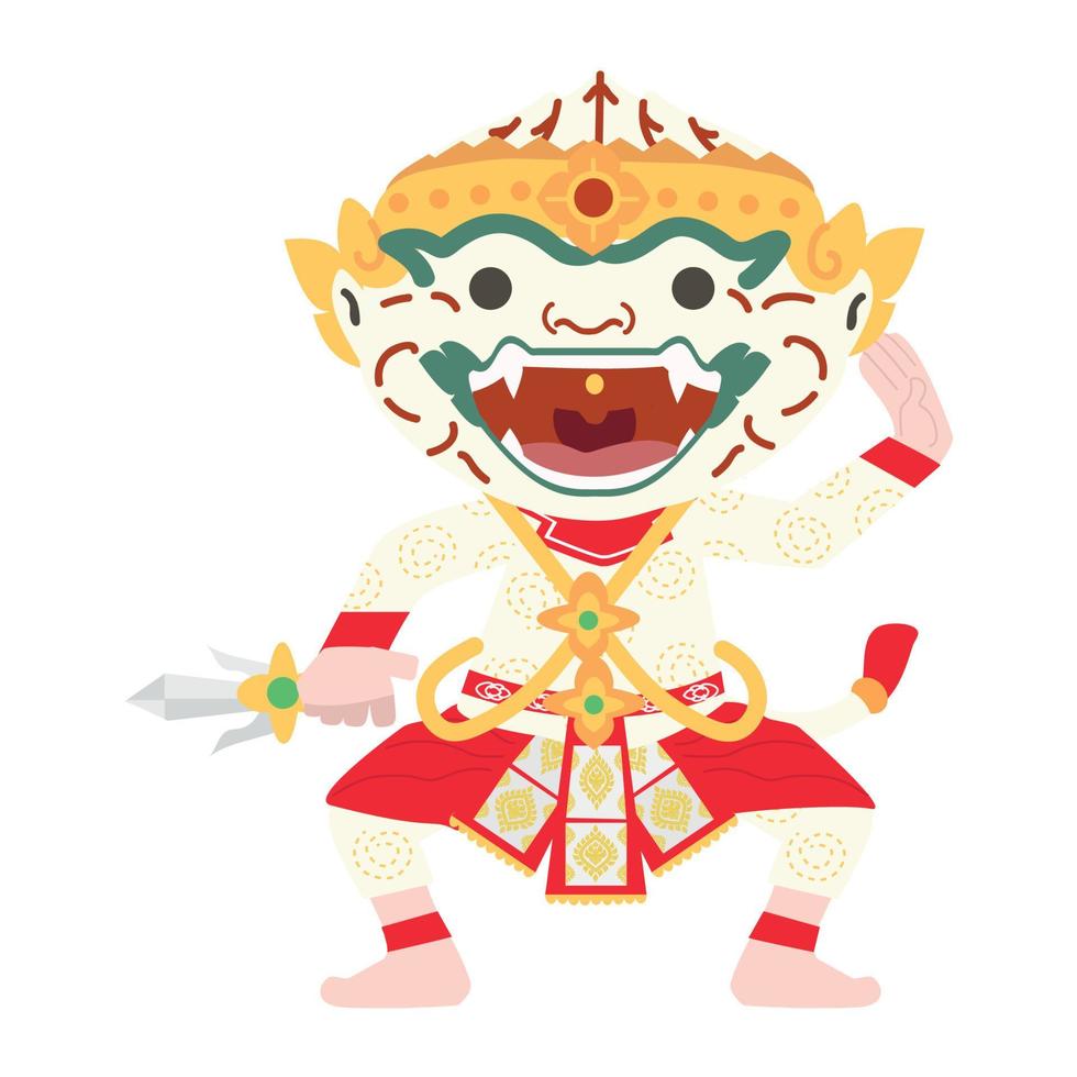 signo de carácter tailandés hanuman de dibujos animados vector