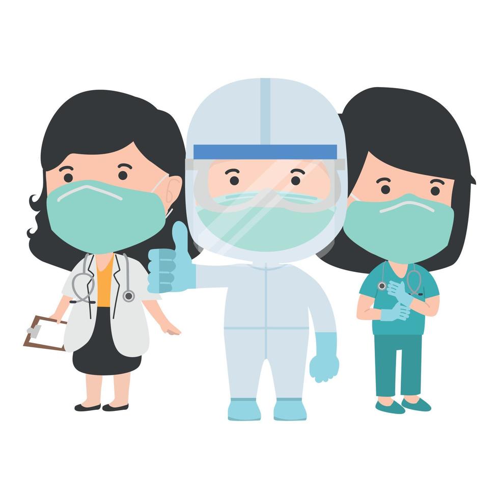 Doctors staff wearing medical masks vector