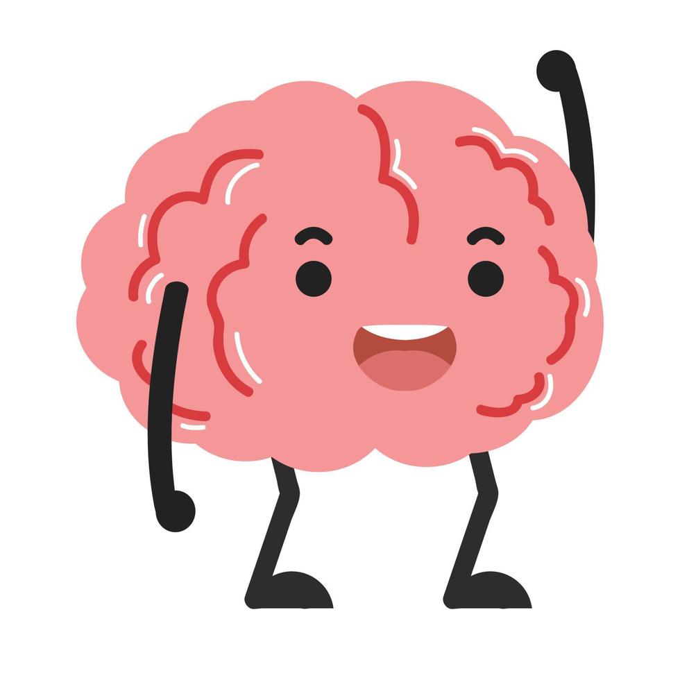 Happy brain cartoon character vector