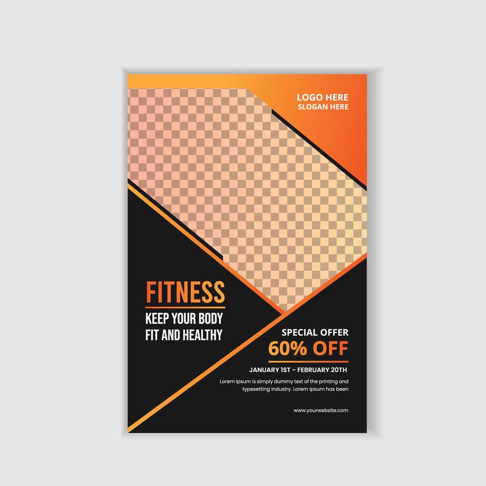 plantilla de diseño de póster y folleto de fitness de gimnasio vector