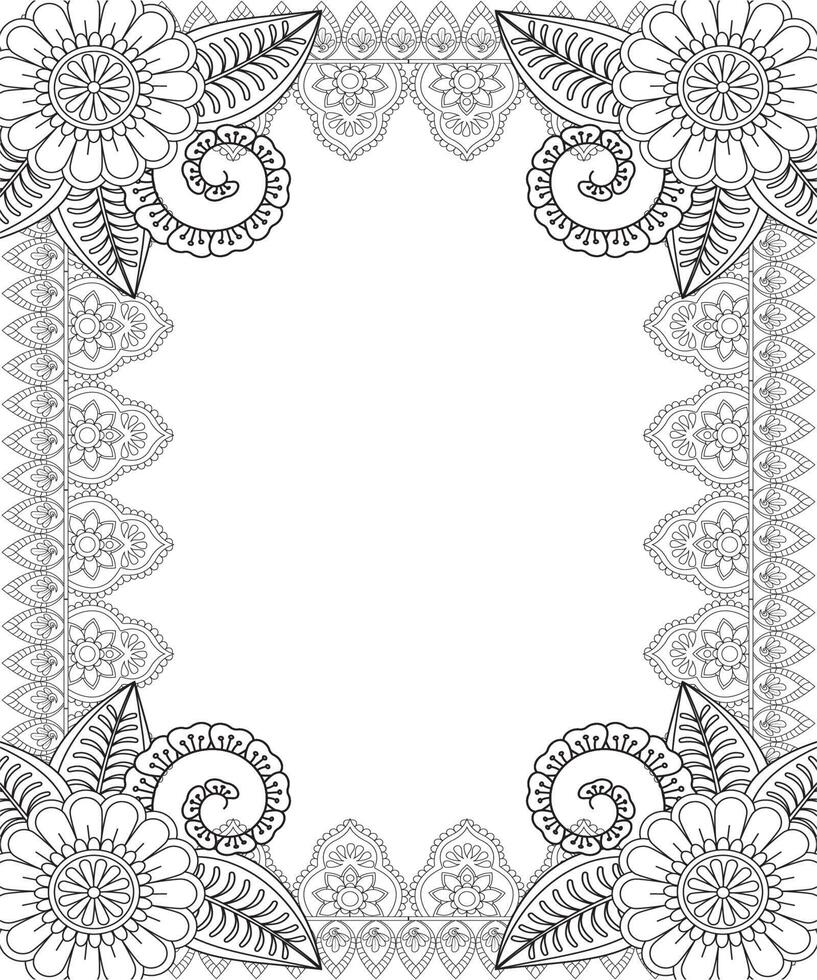 Flower Doodle Coloring Page for Adult vector