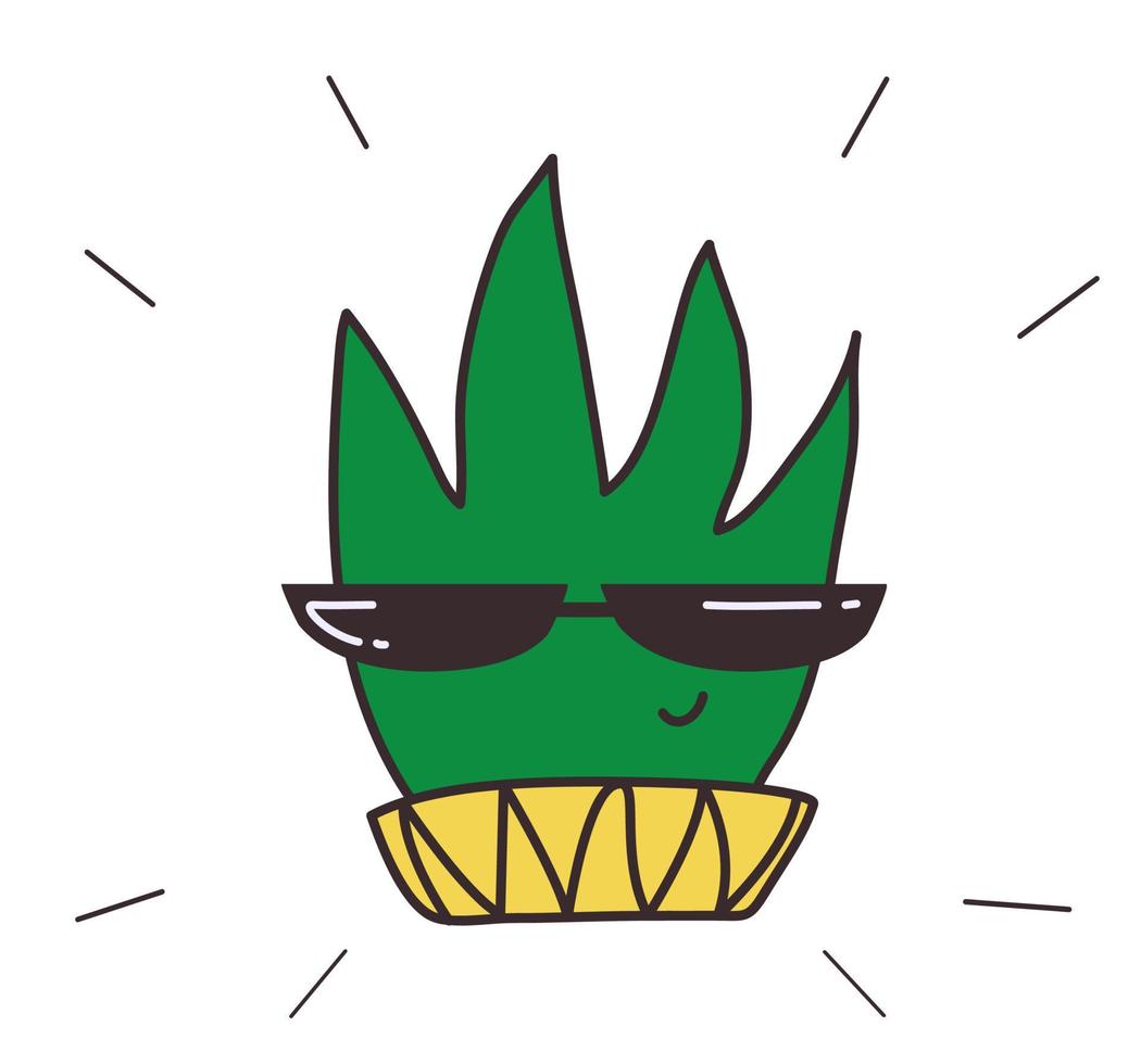 lindo cactus en gafas de sol. carácter vectorial vector