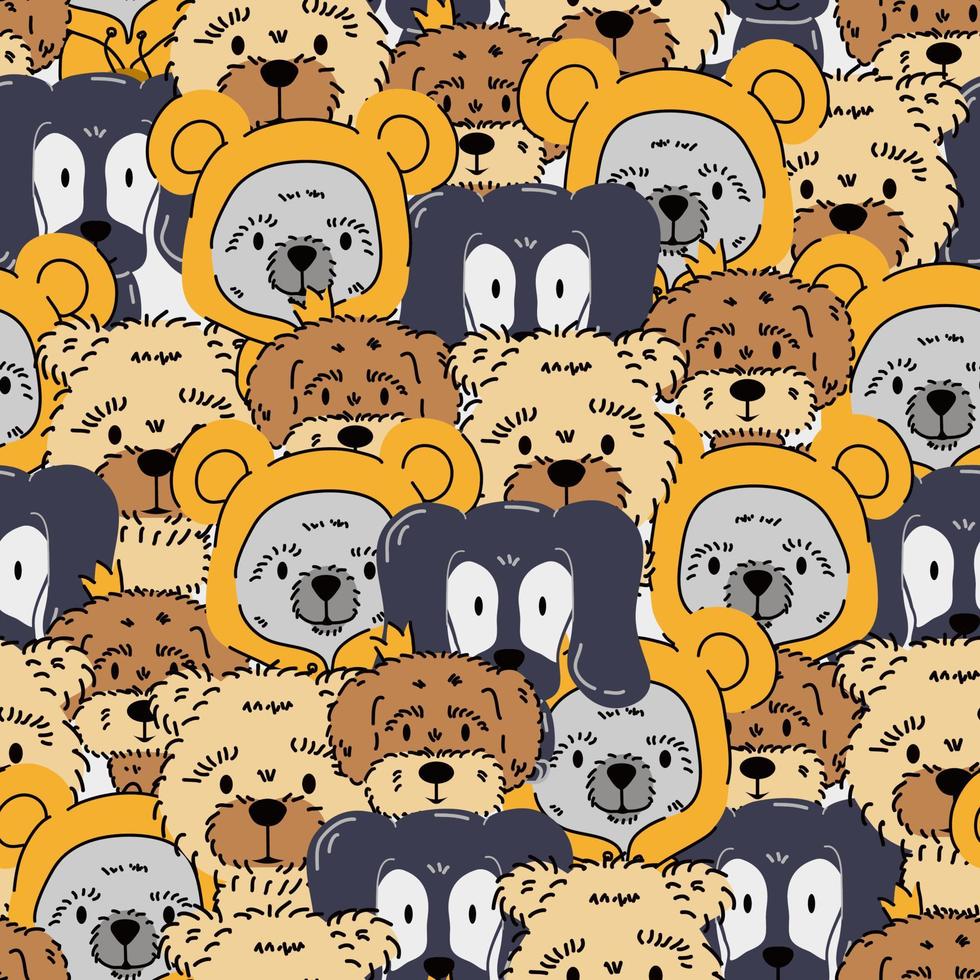 Seamless pattern with hand-drawn dogs. Fashionable vector background.