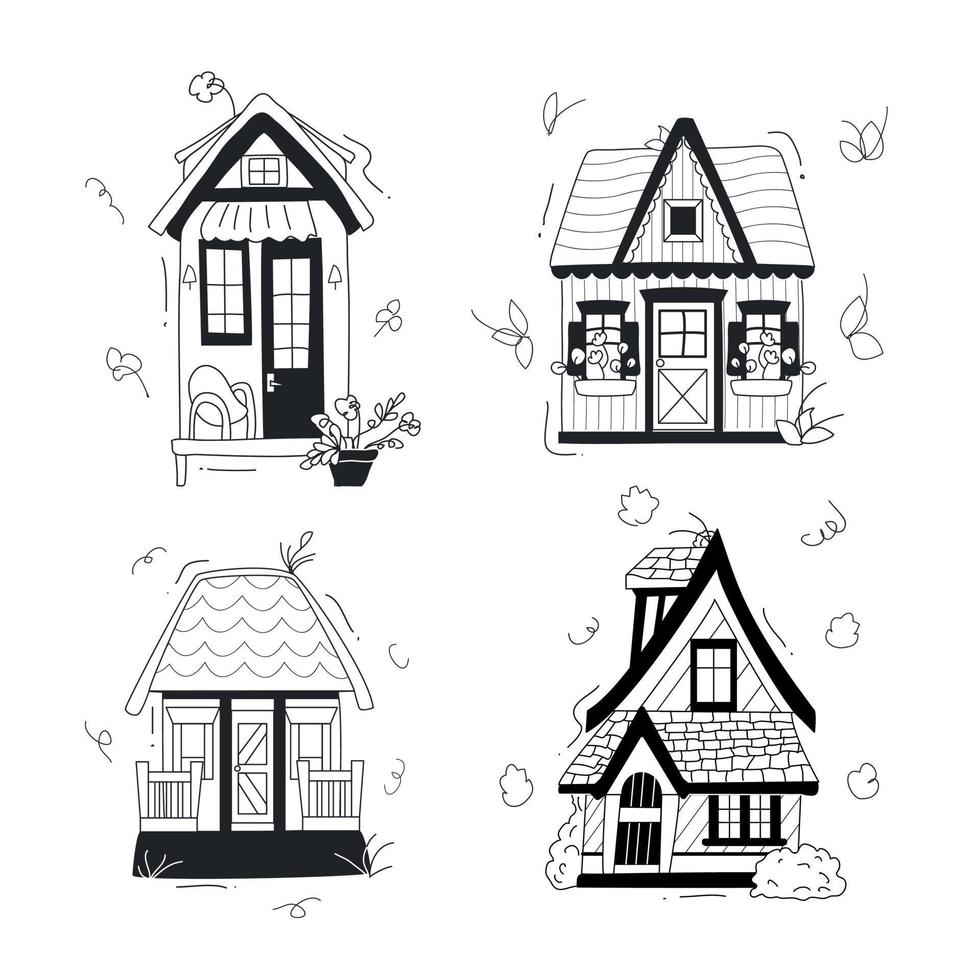 Hand drawn house. Vector set