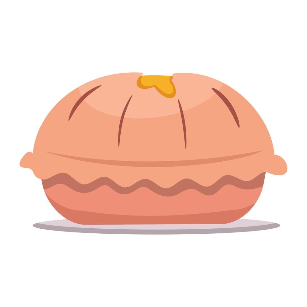 pastel fresco con relleno en un plato, aislado en un fondo blanco. ilustración vectorial de primer plano vector