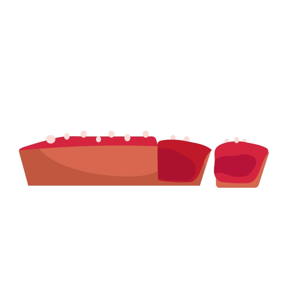 Fresh pie with filling on a plate, isolated on a white background. Close-up vector illustration