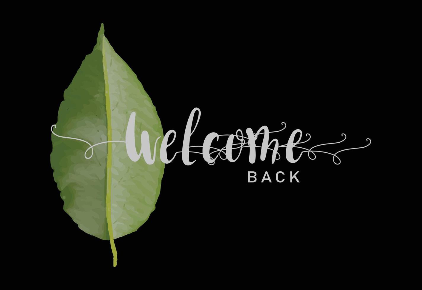 Welcome banner design with natural watercolor green leaves elements vector art. Fully editable and layered