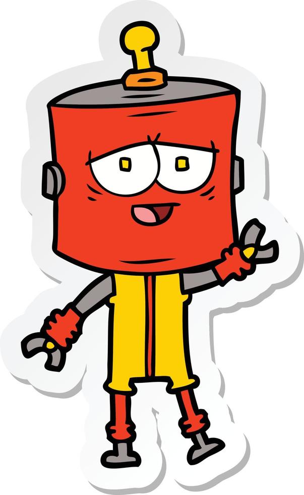 sticker of a cartoon robot vector