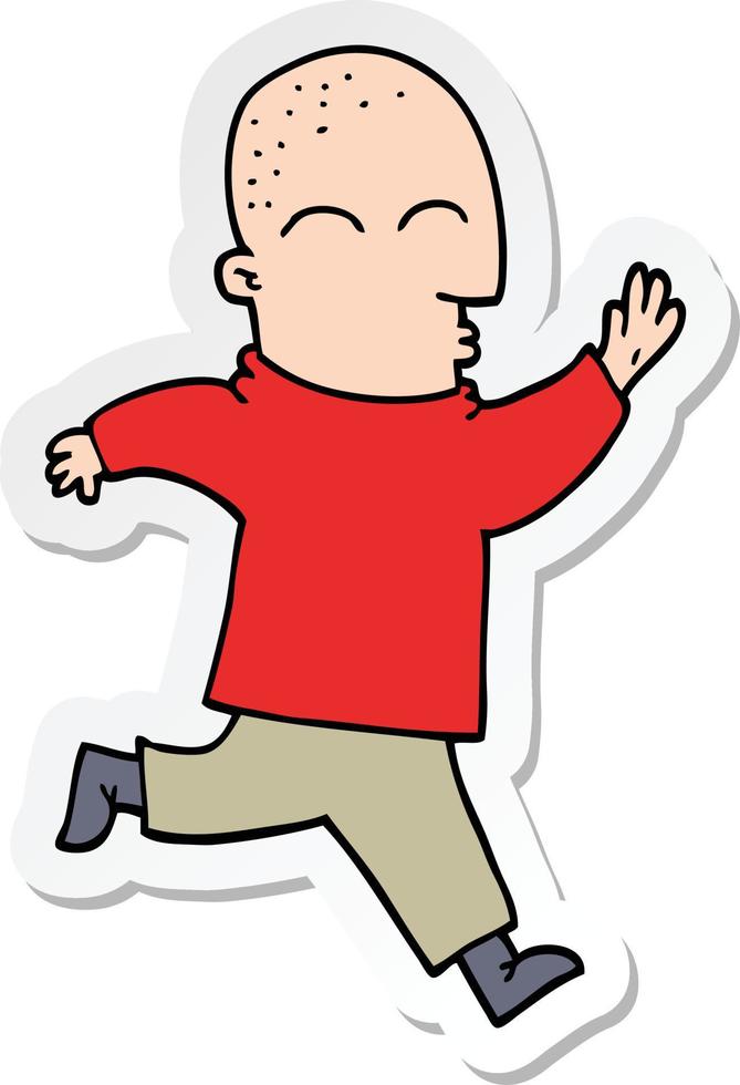 sticker of a cartoon man running vector