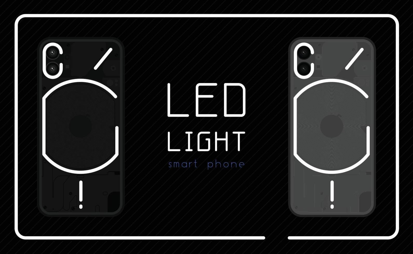 nothing transparent smartphone that sees the circuit board inside and have LED light border frame template vector