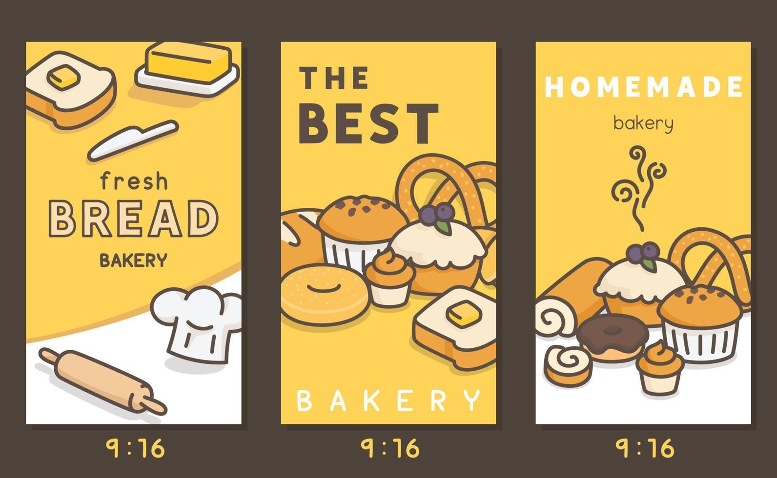 homemade bakery on yellow brown template mockup banner kawaii doodle flat cartoon vector illustration