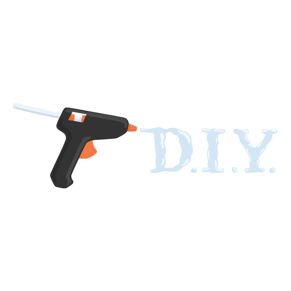 D.I.Y. font text drawing by hot glue gun art craft vector illustration