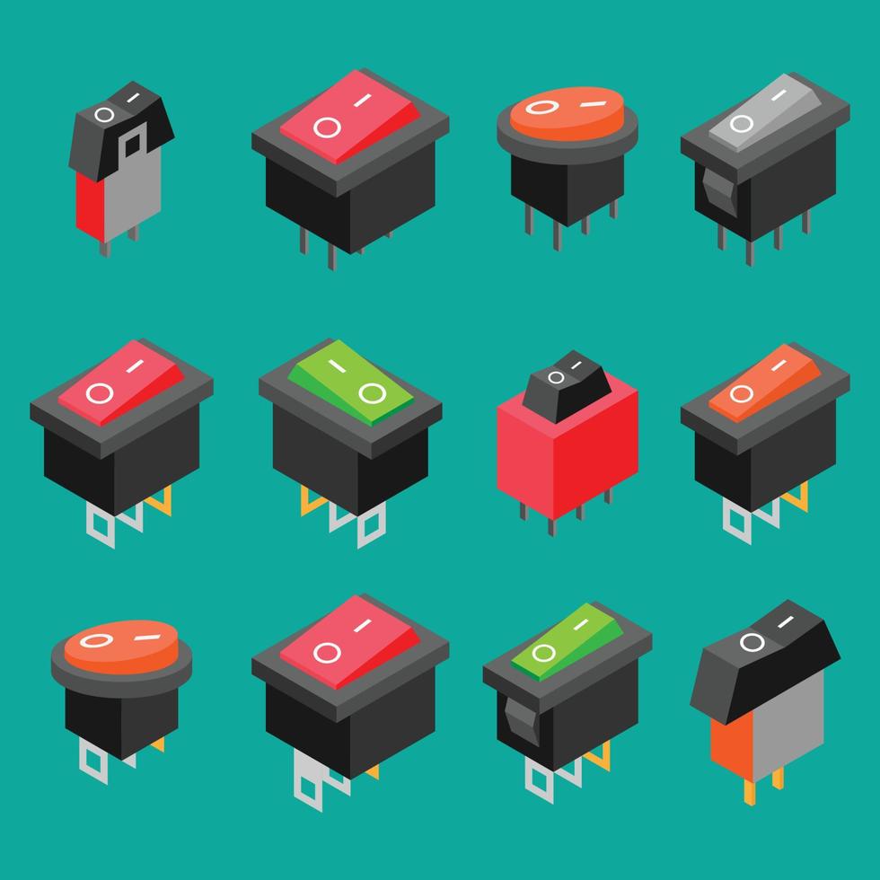 Electronic Switches isometric vector illustration