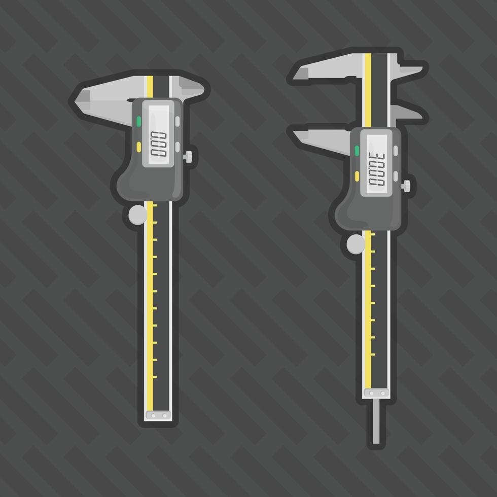 Digital Vernier Caliper black silver color vector illustration