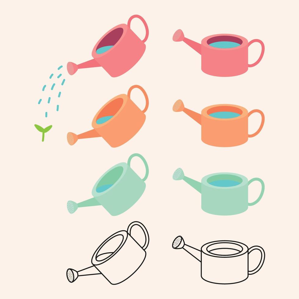 colourful watering can Flat Vector illustration