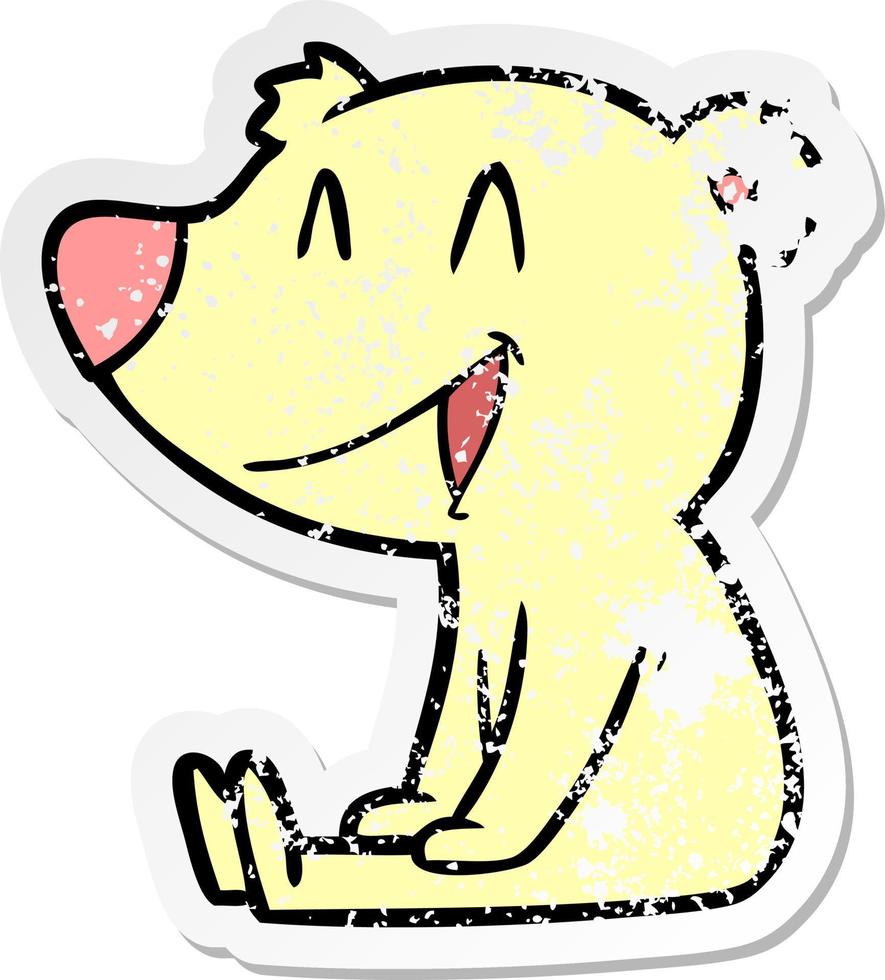 distressed sticker of a sitting bear cartoon vector