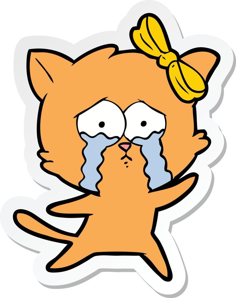 sticker of a cartoon cat vector